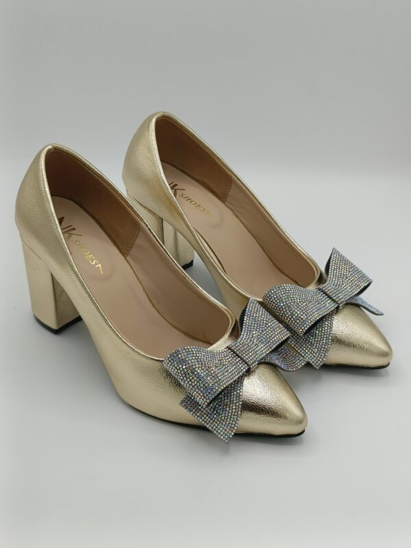 Gold Tie Court Shoe